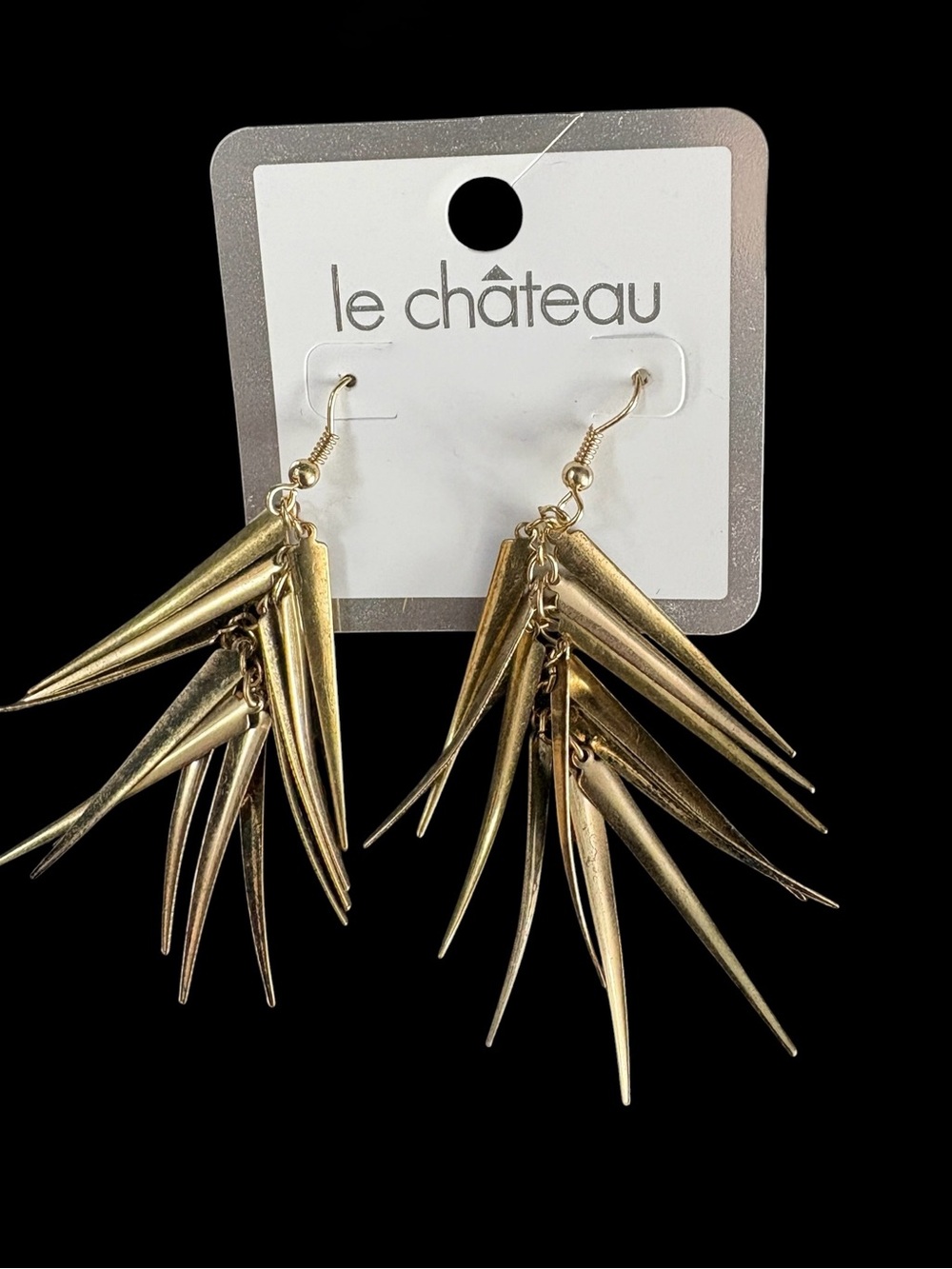 NEW le château Gold Multi-Spike Dangle Earrings - Picture 3 of 3